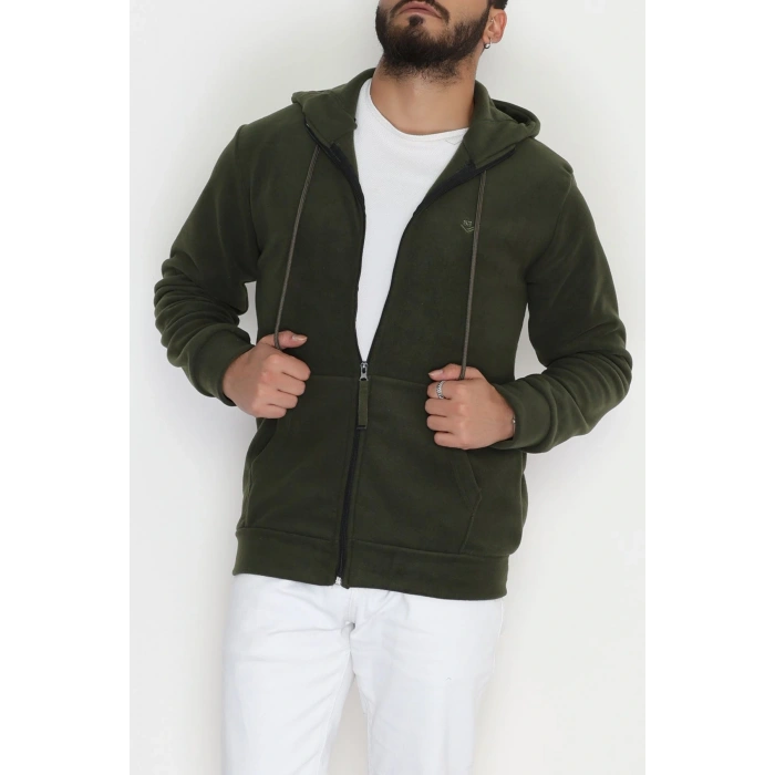 Fermuarlı Polar Erkek Sweat Haki - 42555.1937.