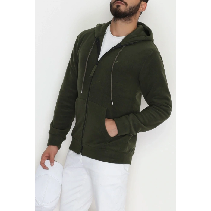 Fermuarlı Polar Erkek Sweat Haki - 42555.1937.