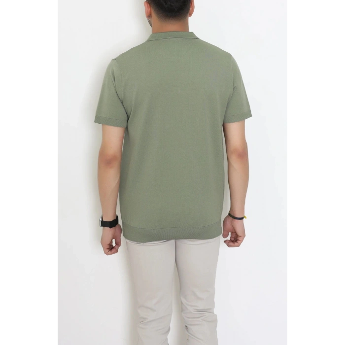 Fermuarlı Polo Yaka Tişört Haki - 71596.2167.