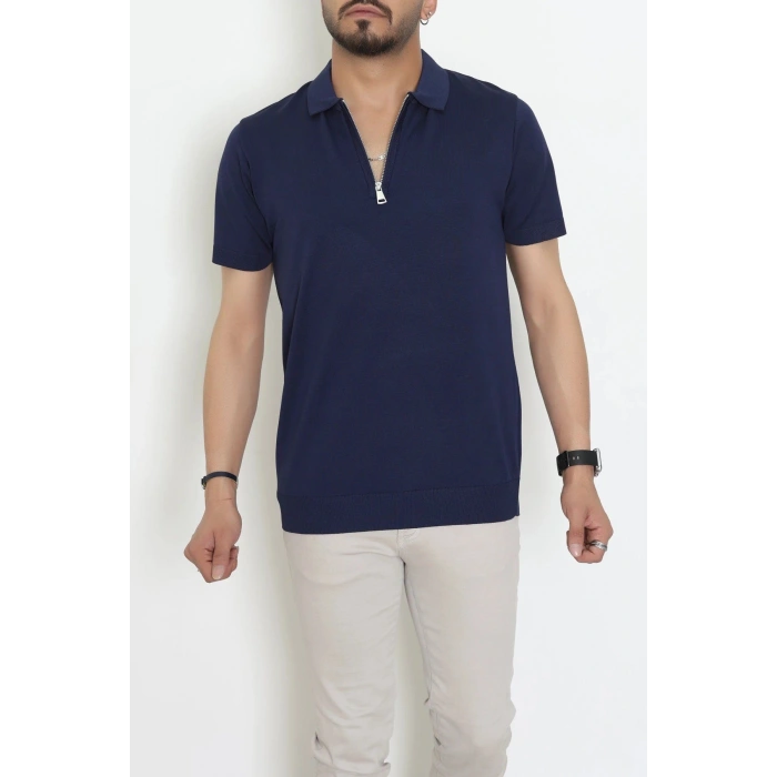 Fermuarlı Polo Yaka Tişört Lacivert - 71596.2167.