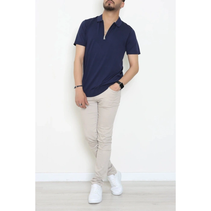 Fermuarlı Polo Yaka Tişört Lacivert - 71596.2167.