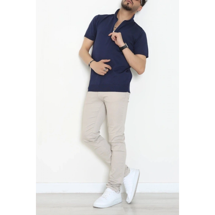 Fermuarlı Polo Yaka Tişört Lacivert - 71596.2167.