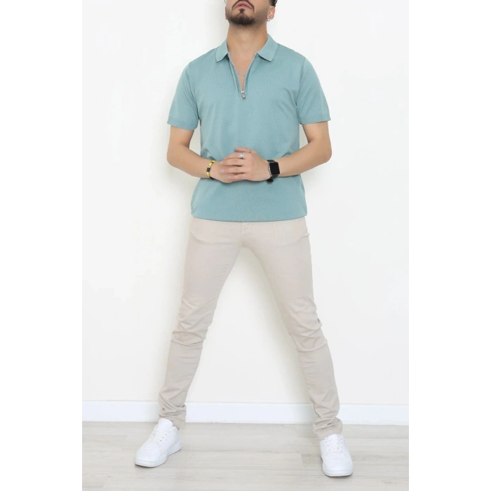 Fermuarlı Polo Yaka Tişört Mint - 71596.2167.