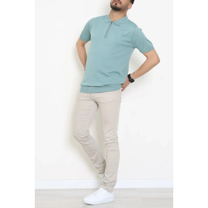 Fermuarlı Polo Yaka Tişört Mint - 71596.2167.