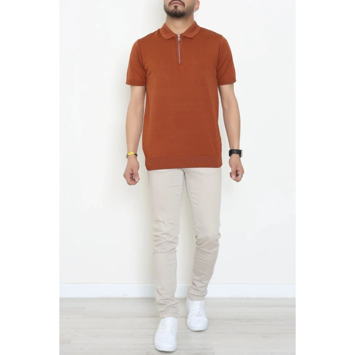 Fermuarlı Polo Yaka Tişört Tarçın - 71596.2167.