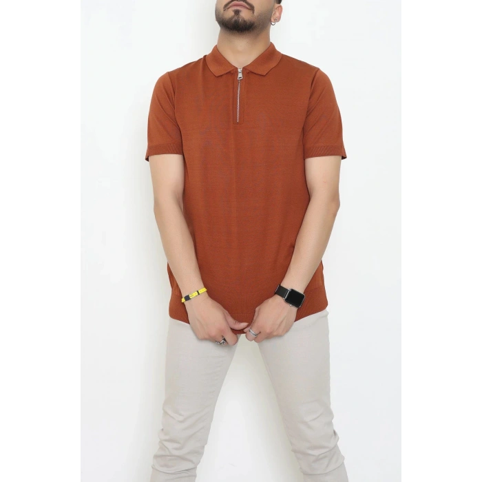 Fermuarlı Polo Yaka Tişört Tarçın - 71596.2167.