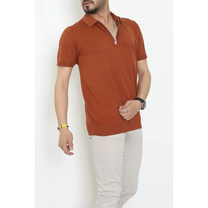 Fermuarlı Polo Yaka Tişört Tarçın - 71596.2167.