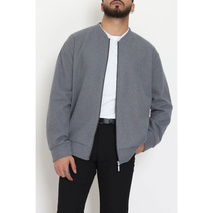 Fermuarlı Selanik Kumaş Erkek Sweat Füme - 42675.1567.