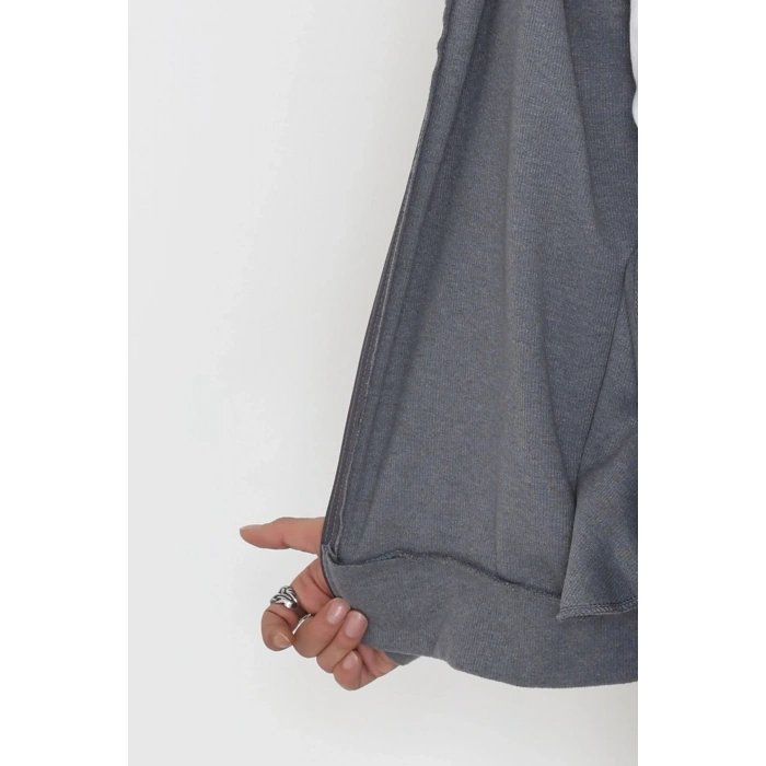 Fermuarlı Selanik Kumaş Erkek Sweat Füme - 42675.1567.