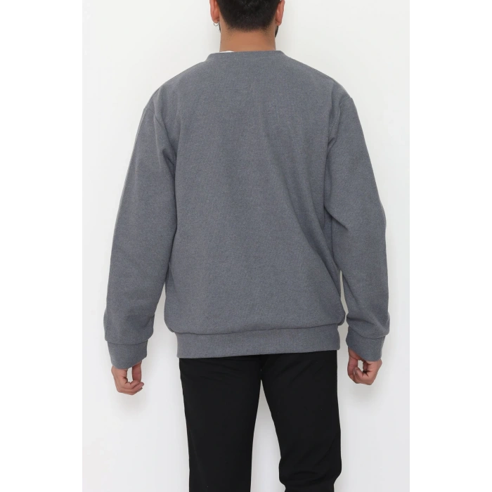 Fermuarlı Selanik Kumaş Erkek Sweat Füme - 42675.1567.