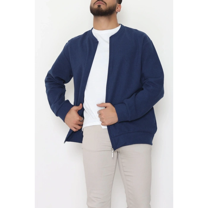 Fermuarlı Selanik Kumaş Erkek Sweat Lacivert - 42675.1567.