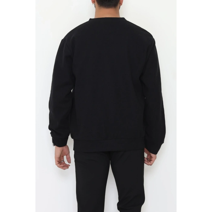 Fermuarlı Selanik Kumaş Erkek Sweat Siyah - 42675.1567.