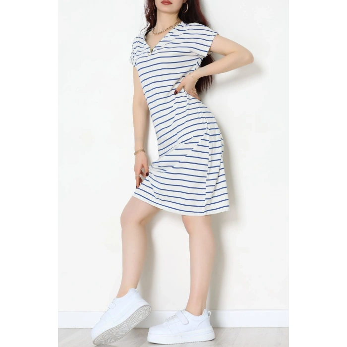 Fermuarlı Süprem Penye Elbise Beyazlaci - 70825.1567.