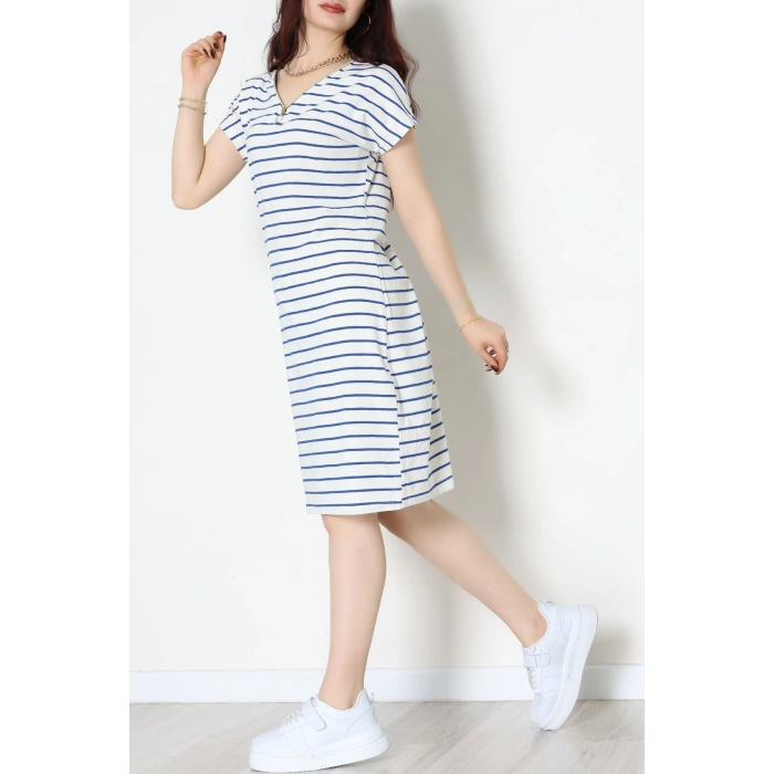 Fermuarlı Süprem Penye Elbise Beyazlaci - 70825.1567.