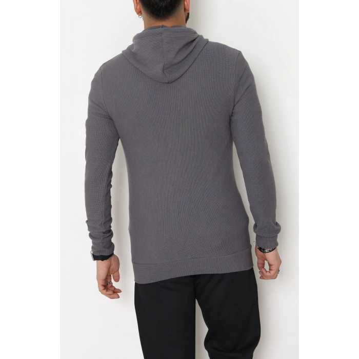 Fermuarlı Yan Kup Kapşonlu Erkek Sweat Füme - 25972.2125.