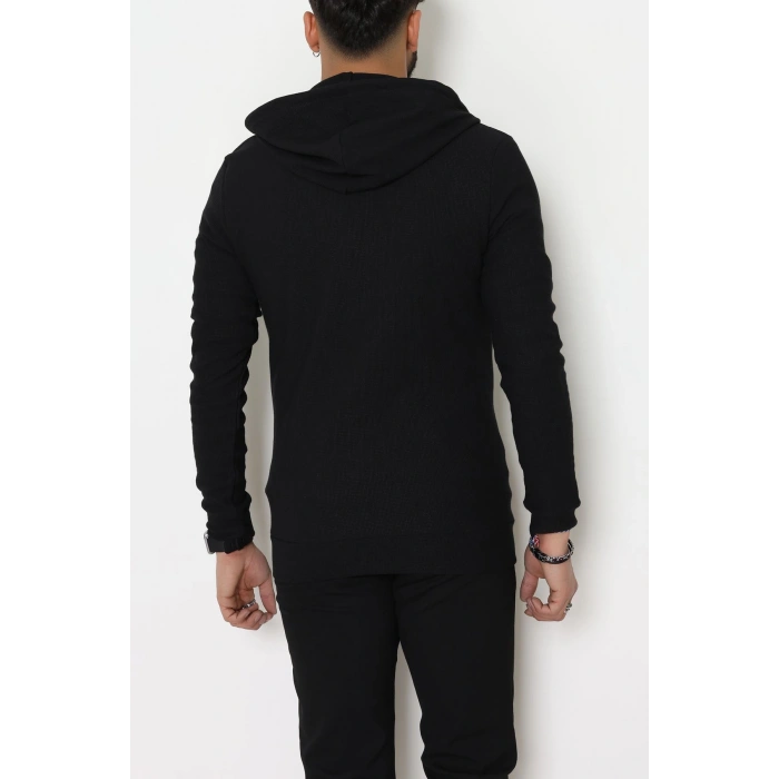Fermuarlı Yan Kup Kapşonlu Erkek Sweat Siyah - 25972.2125.