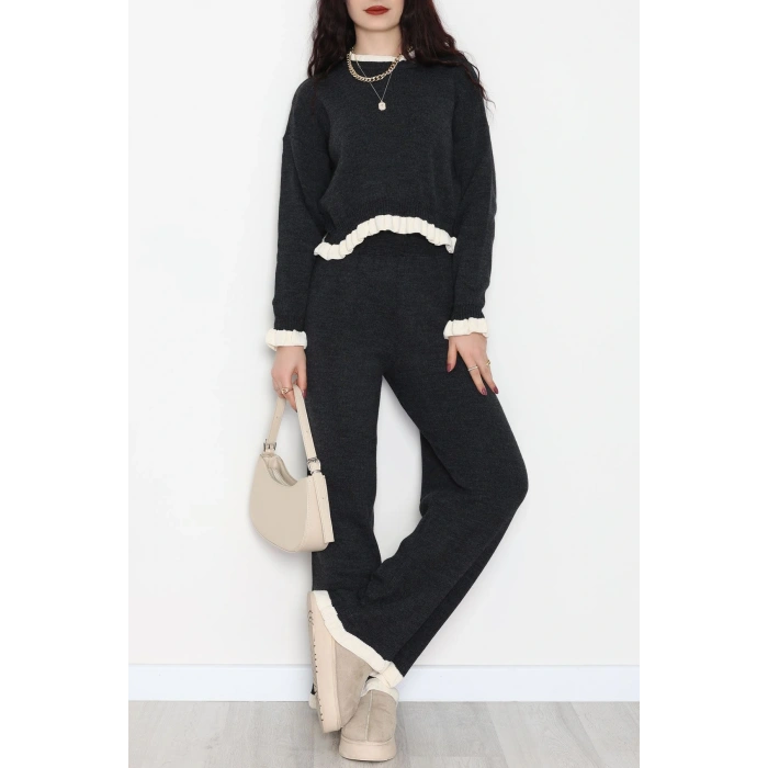 Fırfır Detay Triko Takım Antrasit - 2053.1247.