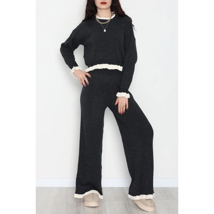 Fırfır Detay Triko Takım Antrasit - 2053.1247.