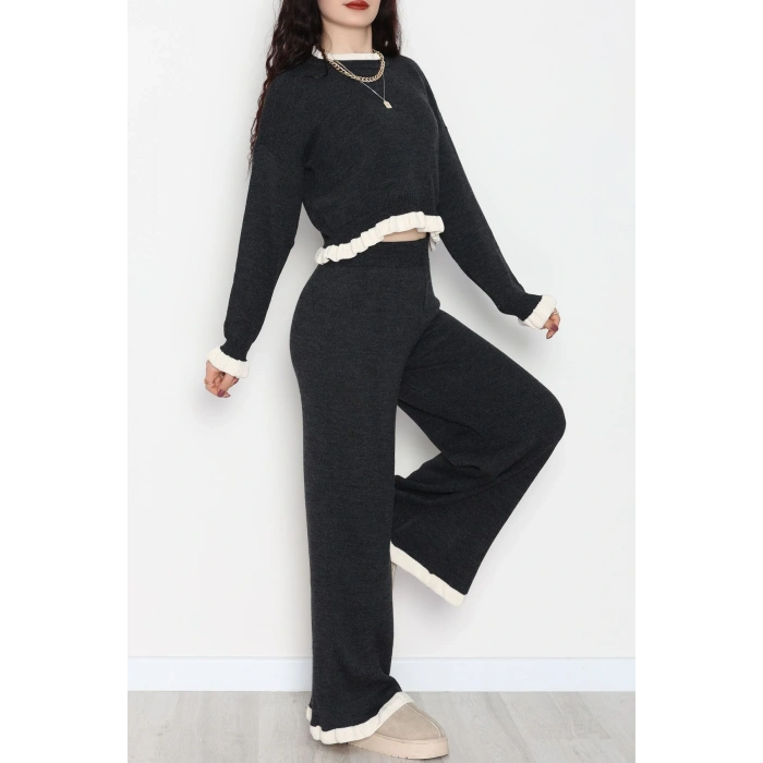 Fırfır Detay Triko Takım Antrasit - 2053.1247.