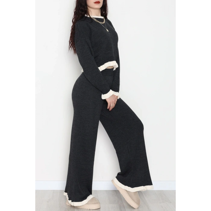 Fırfır Detay Triko Takım Antrasit - 2053.1247.