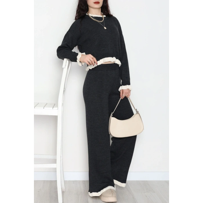 Fırfır Detay Triko Takım Antrasit - 2053.1247.