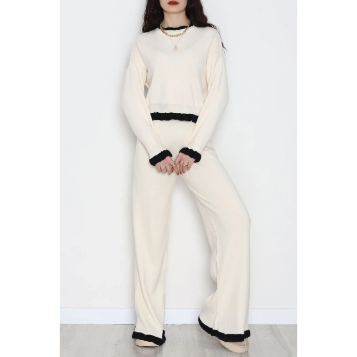 Fırfır Detay Triko Takım Bej - 2053.1247.