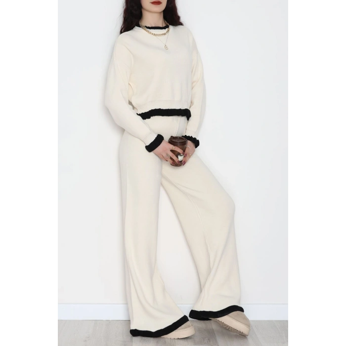 Fırfır Detay Triko Takım Bej - 2053.1247.