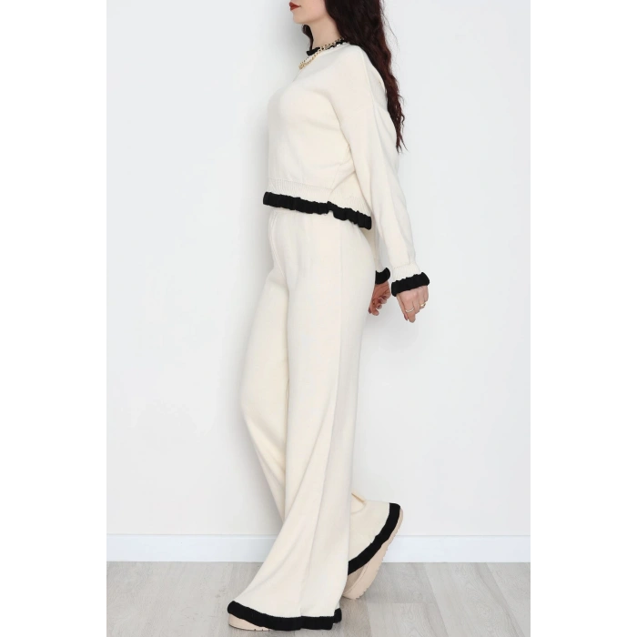 Fırfır Detay Triko Takım Bej - 2053.1247.