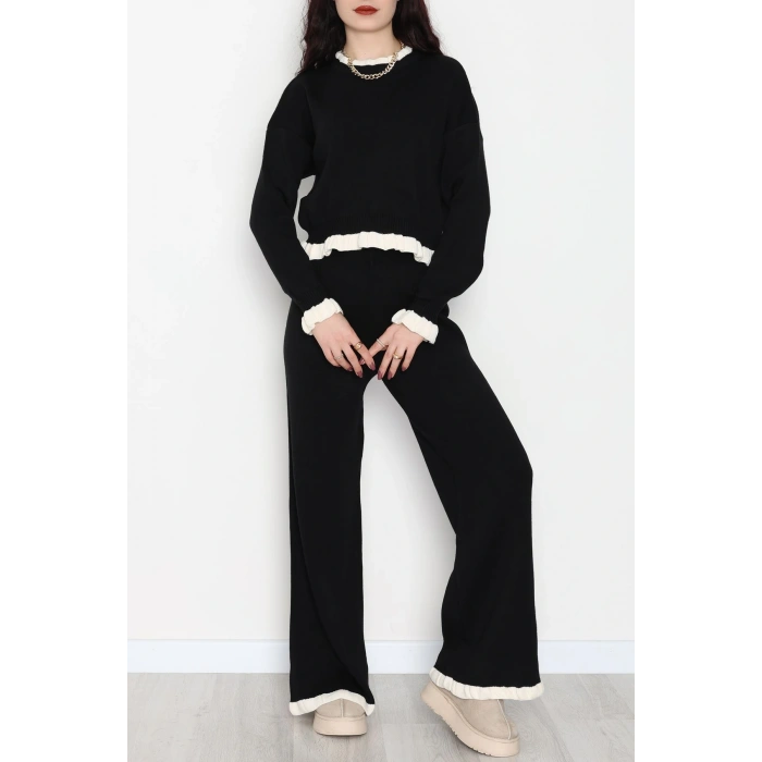 Fırfır Detay Triko Takım Siyah - 2053.1247.