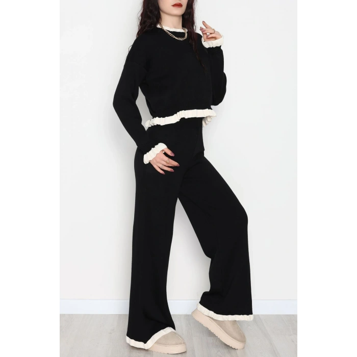 Fırfır Detay Triko Takım Siyah - 2053.1247.