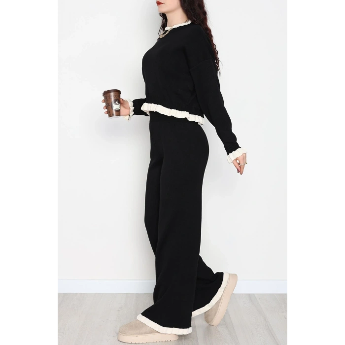 Fırfır Detay Triko Takım Siyah - 2053.1247.