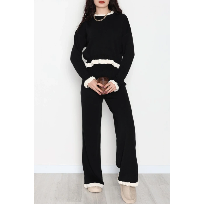 Fırfır Detay Triko Takım Siyah - 2053.1247.