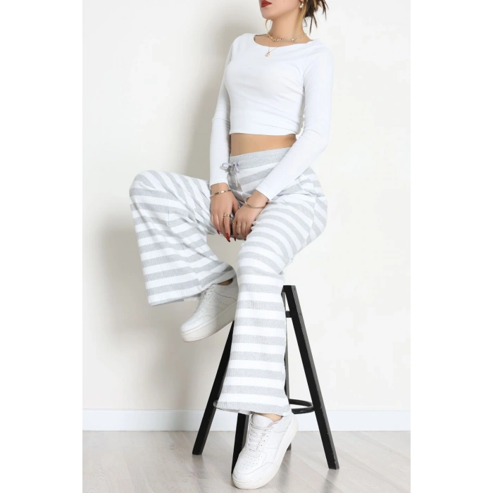 Fitilli İnterlok Pantolon Gribeyaz - 52190.1567.