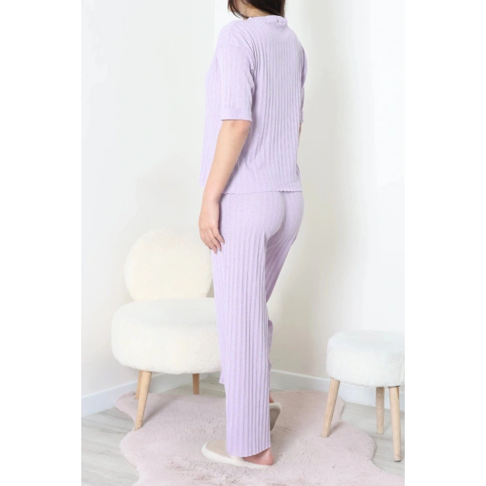 Fitilli Kumaş Pijama Takımı Lila - 52302.1567.