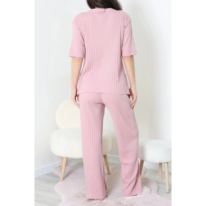 Fitilli Kumaş Pijama Takımı Pembe - 52302.1567.