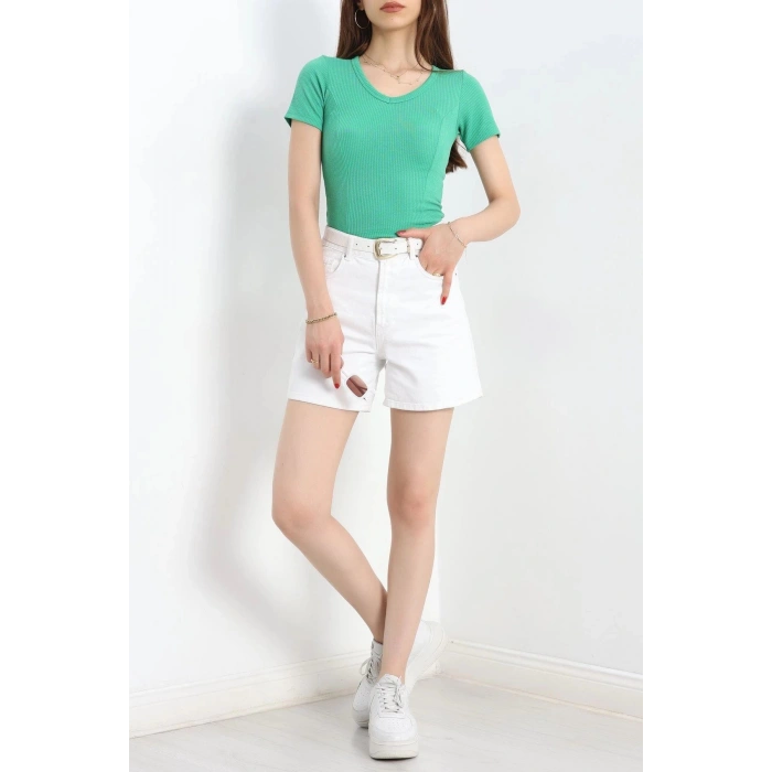 Fitilli V Yaka Body Yeşil - 70536.1388.