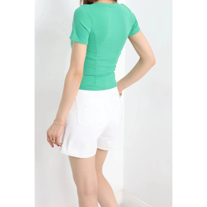 Fitilli V Yaka Body Yeşil - 70536.1388.