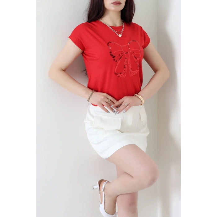Fiyonk Baskılı Bluz Kırmızı - 43995.599.