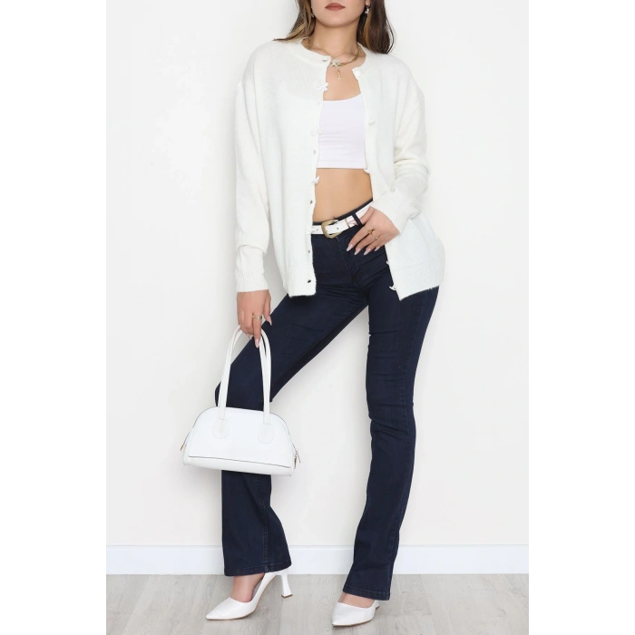 Fiyonk Detay Triko Hırka Ekru - 2396.1247.