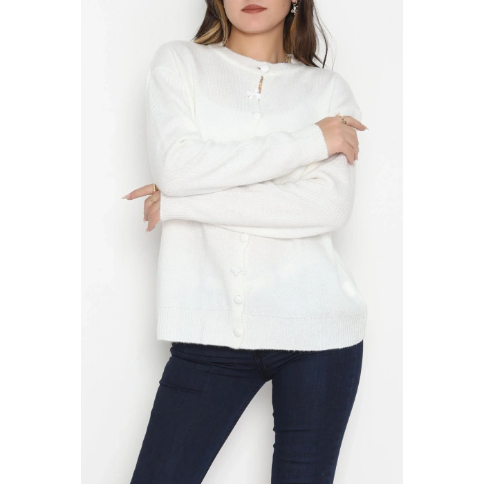 Fiyonk Detay Triko Hırka Ekru - 2396.1247.