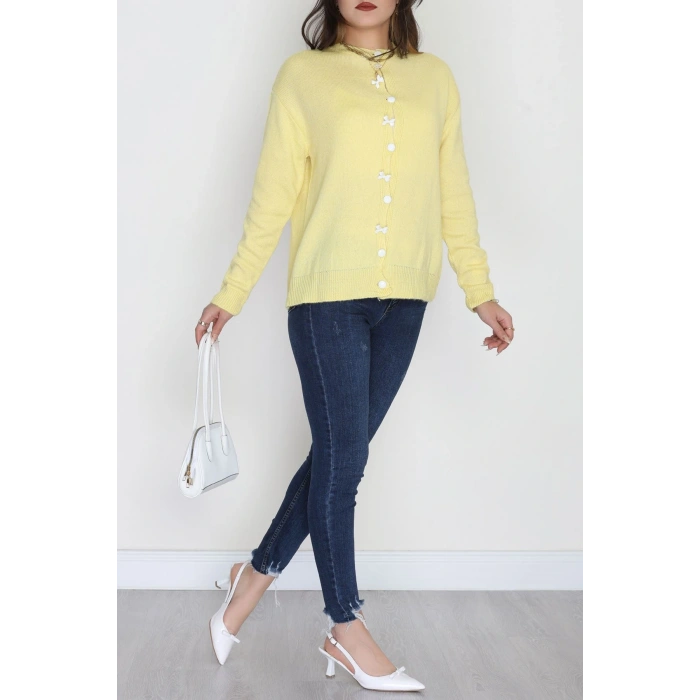 Fiyonk Detay Triko Hırka Sarı - 2396.1247.