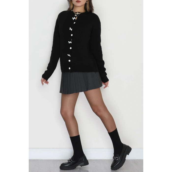 Fiyonk Detay Triko Hırka Siyah - 2396.1247.