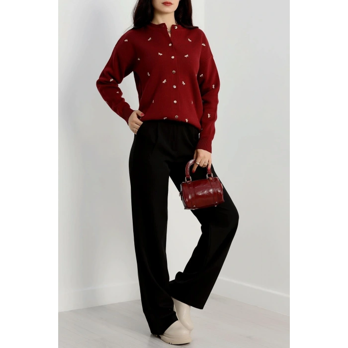 Fiyonk Detaylı Hırka Bordolatte - 3221.1577.