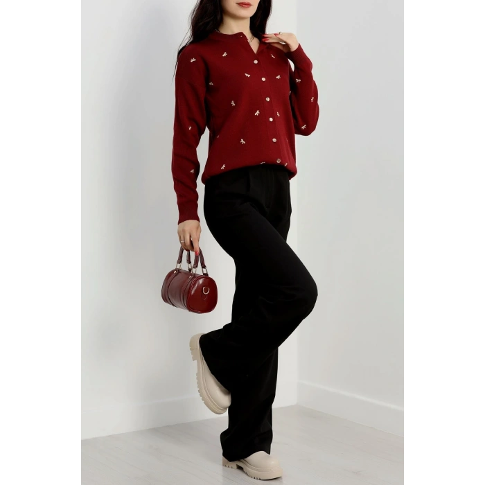 Fiyonk Detaylı Hırka Bordolatte - 3221.1577.