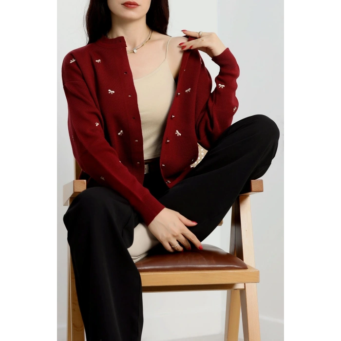 Fiyonk Detaylı Hırka Bordolatte - 3221.1577.