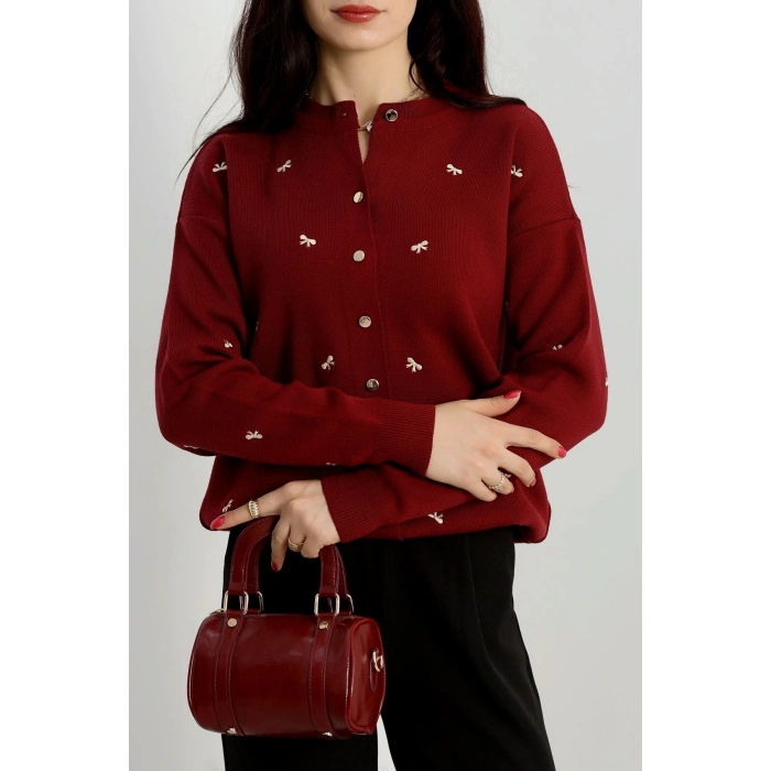 Fiyonk Detaylı Hırka Bordolatte - 3221.1577.