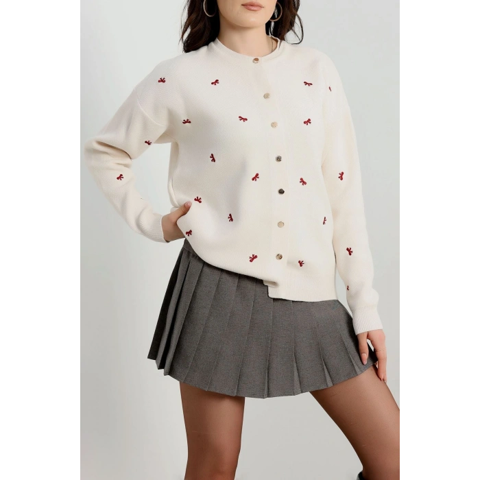 Fiyonk Detaylı Hırka Lattebordo - 3221.1577.