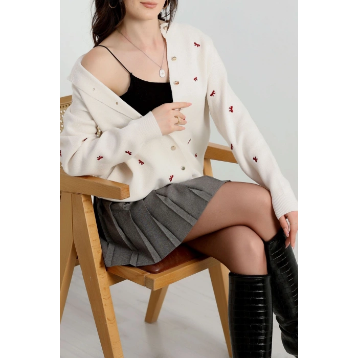 Fiyonk Detaylı Hırka Lattebordo - 3221.1577.