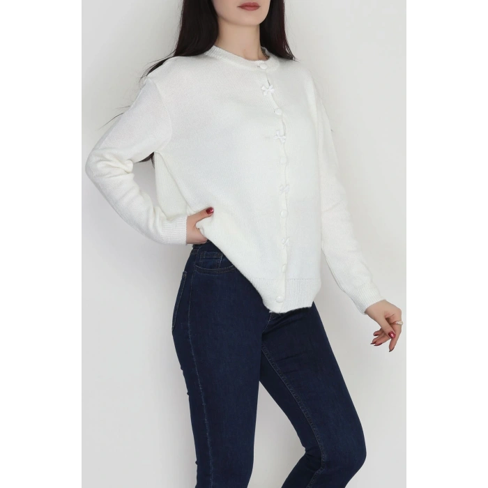 Fiyonklu Hırka Ekru - 2396.1765.