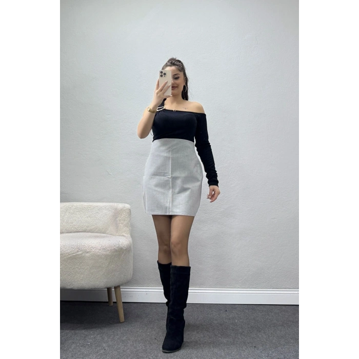 Full Laminasyonlu Poliviskon Etek Gri - 51246.1347.